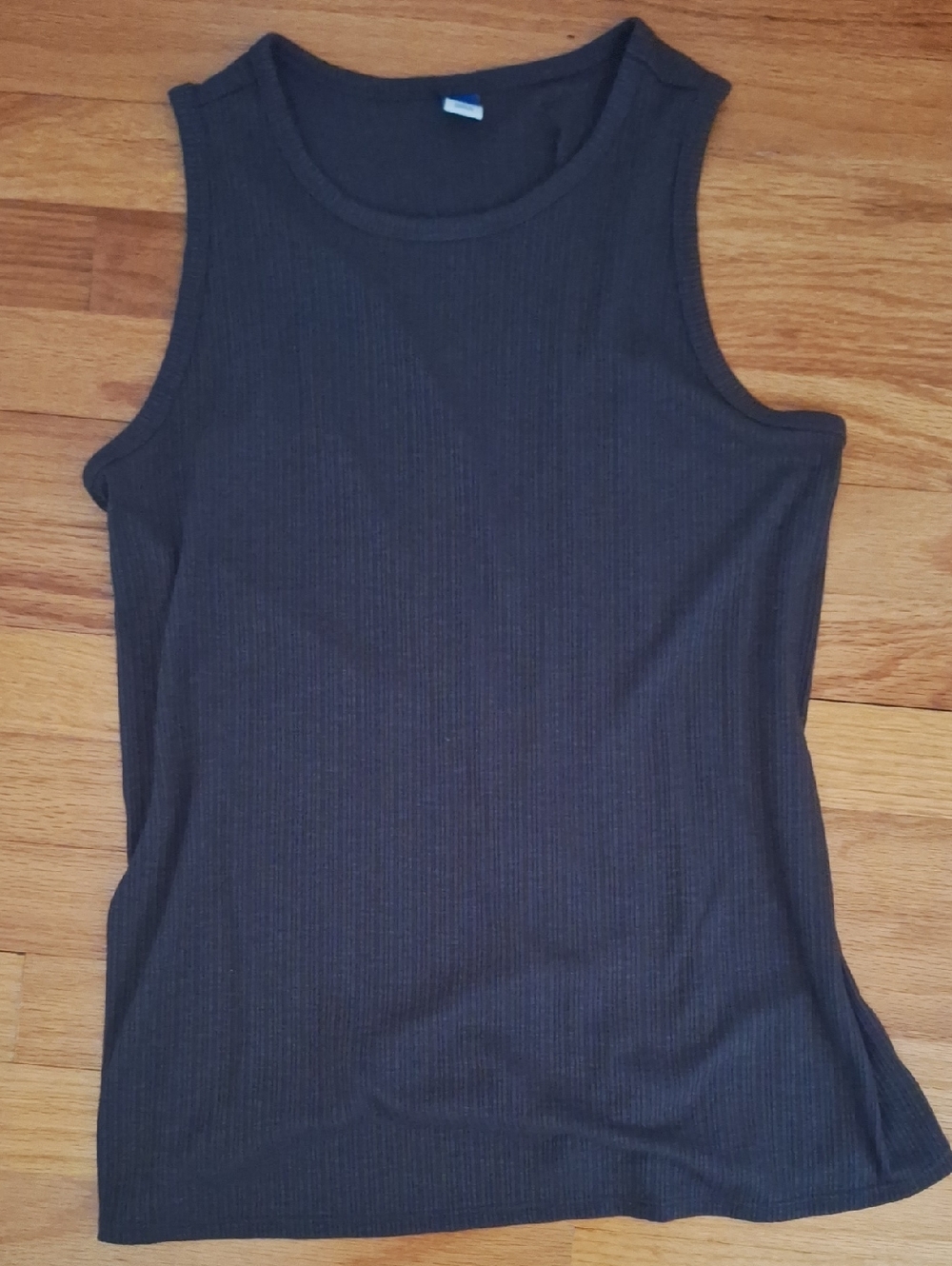 Women's Ribbed Sleeveless Tank Top - Charcoal Gray - Picture 8 of 9